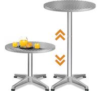 CASARIA® Mesa Alta de Bar Bistro 2en1 Altura Regulable 70/115cm de Aluminio Ø60cm Fiestas Jardín Patio