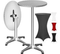 CASARIA® Mesa Alta Plegable Funda Lavable Altura Ajustable 70/115cm Aluminio Ø60cm Resistente Intemperie Antideslizante Fiesta Boda Jardín Antracita