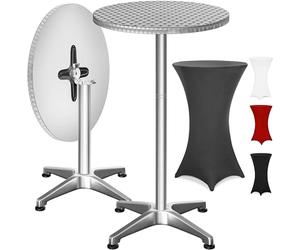 CASARIA® Mesa Alta Plegable Funda Lavable Altura Ajustable 70/115cm Aluminio Ø60cm Resistente Intemperie Antideslizante Fiesta Boda Jardín Antracita