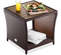 Mesa auxiliar de poliratán marrón 45x45x40cm