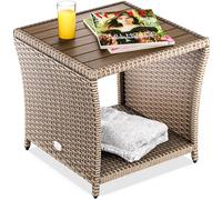 Mesa auxiliar de poliratán crema 45x45x40cm