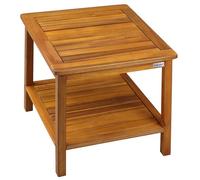 Casaria® Mesa Auxiliar Madera Acacia Mesita Jardín 2 Estantes para Interiores Exteriores 45x45x45cm