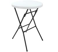 Casaria® Mesa Bar Alta Plegable Redonda Ø 72 cm Altura 110 cm Eventos Interior Exterior Plástico Repelente al Agua Blanco
