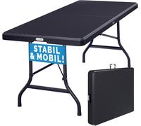 Mesa jardín negra 180x75x73cm plegable