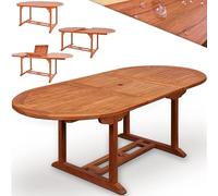 CASARIA® Mesa Comedor Extensible Plegable 200x100cm Madera Certificación FSC® con Orificio para Sombrilla Resistente Intemperie Estable Mueble Exterior Jardín Terraza