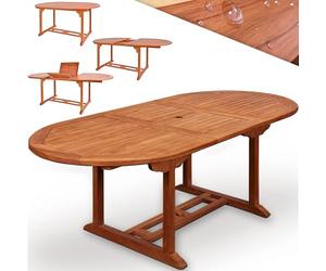 CASARIA® Mesa Comedor Extensible Plegable 200x100cm Madera Certificación FSC® con Orificio para Sombrilla Resistente Intemperie Estable Mueble Exterior Jardín Terraza