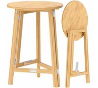 CASARIA Mesa de Bar Alta Plegable de Madera Maciza Redonda 78x111cm | Mesa bistro, Fiestas, Eventos, Espaciosa, Carga hasta 80Kg, Estable, Mesas Jardín, Terraza, Altura ideal, Ahorra espacio