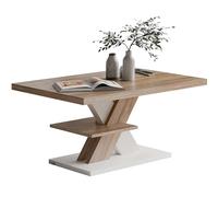 CASARIA® Mesa de Centro Repisa de Almacenaje Madera Resistente a Rasguños Mesa Auxiliar Rectangular Moderna Soporta 50kg Salón Sofá Detroit 90x60cm Blanco Roble