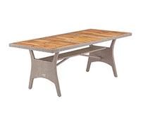 CASARIA® Mesa de Jardín Comedor 190x90cm Madera de Acacia Certificado FSC® Mueble Terraza Patio Crema