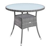 CASARIA® Mesa de Jardin Poliratan 80cm Redonda Altura Regulable Resistente Capacidad Carga 80kg Gris