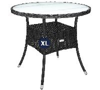 CASARIA® Mesa de Jardin Poliratan Altura Regulable Resistente