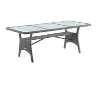 CASARIA® Mesa para Jardín Comedor 190x90x74cm Mueble Terraza Estante Vidrio de Seguridad Mesas Exterior Gris
