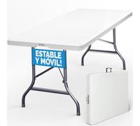 CASARIA® Mesa Buffet Plegable Plástico Jardín 183x76cm Fiestas 8 Personas Resistente Intemperie Camping Eventos Exterior Asa de Transporte Portátil