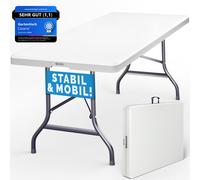Casaria® Mesa Plegable de Jardín 220x70 cm para 10 , Plástico Resistente al , Asa de Transporte , Mesa de Jardín, Mesa de Comedor, Mesa de Buffet, Blanca