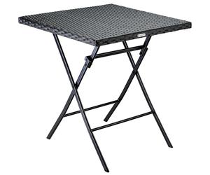CASARIA® Mesa Plegable Jardín Poliratán Acero Ligera Intemperie 65x65x75cm Soporta 60Kg Camping