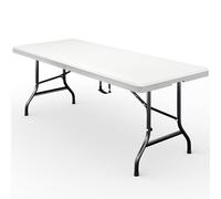 CASARIA® Mesa Buffet Plegable Plástico Jardín 183x76cm Fiestas 8 Personas Resistente Intemperie Camping Eventos Exterior Asa de Transporte Portátil