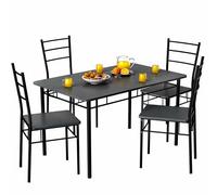 CASARIA® Mesa y Sillas de Comedor Completo, Mesa de Cocina Rectangular 110x68cm, Pack de 4 Sillas, Juego Muebles de Cocina, Salon, Moderno, Madera 5 Pzs.