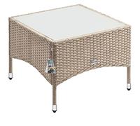 Mesa auxiliar de jardín poliratán beige 58x58cm
