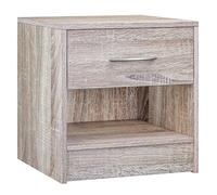 CASARIA® Mesita de Noche 41x39x28cm Mesa Auxiliar Cajón Compartimento Abierto Asa Cómoda Dormitorio Mesilla Salón MDF Mueble Recibidor Roble