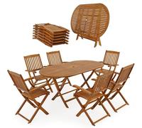 CASARIA Muebles de Jardín Madera de Acacia Plegable Set 7 Pzas 160x85x74cm