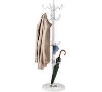 CASARIA Perchero de Pie Árbol 14 Ganchos 175x37cm Blanco | Resistente,Colgador, Chaquetas, Sombreros, Ropa, 14 Ganchos, Base Mármol, Pasillo, Recibidor, Entrada, Metal, Guardaropa