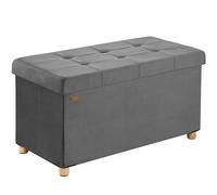 CASARIA Puff Almacenaje 38x76x42cm Patas Madera Terciopelo Antracita
