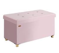 CASARIA Puff Almacenaje 38x76x42cm Patas Madera Terciopelo Rosa