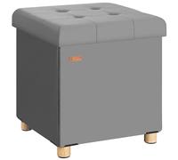 CASARIA Puff Almacenaje con Patas Taburete Reposapiés Plegable Antracita | Capacidad 40L, Tapa, Acolchado, Carga 300Kg, Terciopelo, Otomana Salón, Dormitorio, Pie de Cama, 38x38 cm