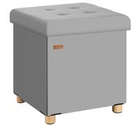 CASARIA Puff Almacenaje con Patas Taburete Reposapiés Plegable Gris | Capacidad 40L, Tapa, Acolchado, Carga 300Kg, Terciopelo, Otomana Salón, Dormitorio, Pie de Cama, 38x38 cm
