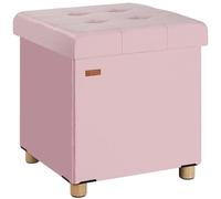 CASARIA Puff Almacenaje con Patas Taburete Reposapiés Plegable Rosa | Capacidad 40L, Tapa, Acolchado, Carga 300Kg, Terciopelo, Otomana Salón, Dormitorio, Pie de Cama, 38x38 cm