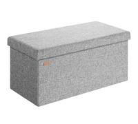CASARIA Puff Almacenaje Plegable Taburete Reposapiés Gris | Capacidad 100L, con Tapa Acolchada, Carga 300Kg, Aspecto Lino, Otomana Salon, Dormitorio, Pie de Cama, 80x40x40 cm
