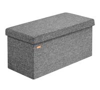 CASARIA Puff Almacenaje Plegable Taburete Reposapiés Gris Oscuro | Capacidad 100L, con Tapa Acolchada, Carga 300Kg, Aspecto Lino, Otomana Salon, Dormitorio, Pie de Cama, 80x40x40 cm