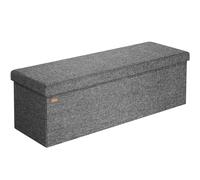 CASARIA Puff Almacenaje Plegable Taburete Reposapiés Gris Oscuro | Capacidad 130L, con Tapa Acolchada, Carga 300Kg, Aspecto Lino, Otomana Salon, Dormitorio, Pie de Cama, 115x40x40 cm