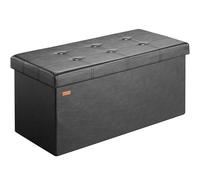 CASARIA Puff Almacenaje Plegable Taburete Reposapiés Negro | Capacidad 100L, con Tapa Acolchada, Carga 300Kg, Piel Sintética, Otomana Salon, Dormitorio, Pie de Cama, 80x40x40 cm