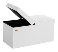 CASARIA Puff Almacenaje Plegable Tapa Abatible Blanco | 80x40x40 cm, Piel Sintética, Capacidad 100L, Tapa Acolchada, Carga hasta 300Kg, Otomana Salon, Dormitorio, Pie de Cama