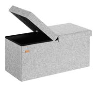 CASARIA Puff Almacenaje Plegable Tapa Abatible Gris Claro | 80x40x40 cm, Aspecto Lino, Capacidad 100L, Tapa Acolchada, Carga hasta 300Kg, Otomana Salon, Dormitorio, Pie de Cama