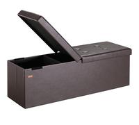 CASARIA Puff Almacenaje Plegable Tapa Abatible Marrón | 115x40x40 cm, Piel Sintética, Capacidad 130L, Tapa Acolchada, Carga hasta 300Kg, Otomana Salon, Dormitorio, Pie de Cama