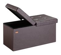 CASARIA Puff Almacenaje Plegable Tapa Abatible Marrón | 80x40x40 cm, Piel Sintética, Capacidad 100L, Tapa Acolchada, Carga hasta 300Kg, Otomana Salon, Dormitorio, Pie de Cama