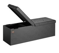CASARIA Puff Almacenaje Plegable Tapa Abatible Negro | 115x40x40 cm, Piel Sintética, Capacidad 130L, Tapa Acolchada, Carga hasta 300Kg, Otomana Salon, Dormitorio, Pie de Cama