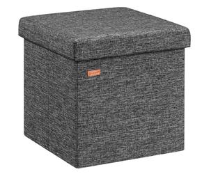 CASARIA® Puff Almacenaje Taburete Plegable 38x38x38cm Capacidad 40L Salón Dormitorio Acolchado Reposapiés Gris Oscuro