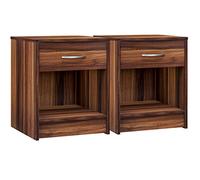 CASARIA® Set 2 Mesitas de Noche con Cajón 50x40x35cm para Cama Mueble Dormitorio Mesilla de Noche Mesa Auxiliar Compartimento Abierto Asa Cromada