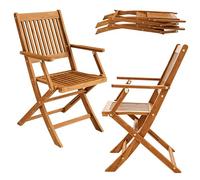 Casaria® Set 2 Sillas de Jardín Sydney Asiento Plegable de Madera Acacia Certif FSC® Balcón Jardín Terraza