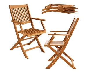 Casaria® Set 2 Sillas de Jardín Sydney Asiento Plegable de Madera Acacia Certif FSC® Balcón Jardín Terraza