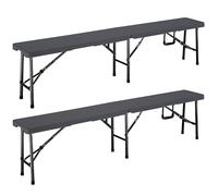 CASARIA® Set 2x Bancos Jardín Exterior Plegables 183cm Portátil 8 Personas Asiento Multifuncional hasta 200Kg Mobiliario Interior Asa Lateral Transporte Camping Catering Fiestas Patio Picnic Antracita