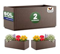 CASARIA® Set 2X Jardinera Exterior 80L Macetero Rectangular Grande con Drenaje Integrado Resistente Intemperie Flores Plantas Cultivo Huerto Urbano Terraza Balcón Jardín Patio 80x36x35cm Terracota