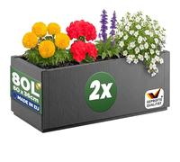 CASARIA Set 2X Jardineras Exterior 80L Macetero Rectangular Antracita