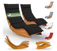 CASARIA® Set 2X Tumbona Mecedora Plegable Madera Acacia FSC® Certificada Ergonómica 160kg Resistente Intemperie Terraza 154x60cm Cojín Antracita
