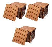 CASARIA® Set 33x Baldosas Jardín Exterior 30x30cm Losetas Antideslizantes con Drenaje Suelo Terraza Balcón Sistema Click Aspecto Madera Eucalipto 6 Tablones Resistente a la Intemperie 3m²