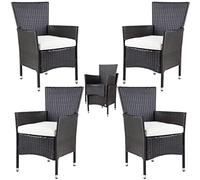 CASARIA® Set 4 Sillones de Jardín Poliratán Apilables con Cojines Lavables Carga hasta 160kg Sillas Terraza Exterior Resistentes Intemperie Marrón