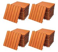 CASARIA® Set 44x Baldosas Jardín Exterior 30x30cm Losetas Antideslizantes con Drenaje Suelo Terraza Balcón Sistema Click Aspecto Madera Eucalipto 6 Tablones Resistente a la Intemperie 4m²